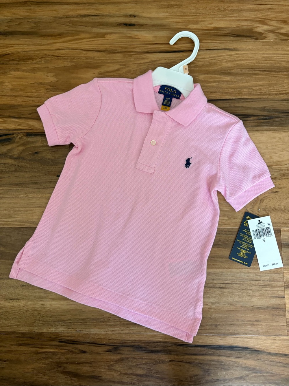 NWT Polo Ralph Lauren Toddler 2T Pink Short Sleeve Pony Polo Shirt unisex